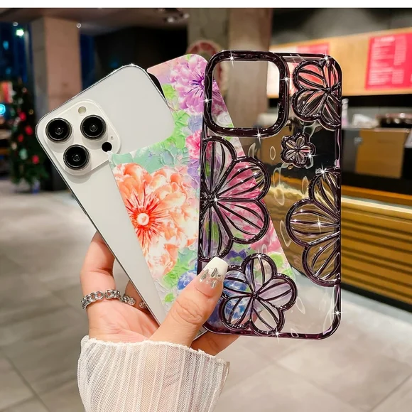 Pink and Purple Floral Phone Case with Artistic Design - Picture 2 of 4